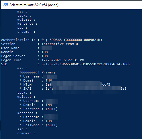 AoC3 - Day 24 - mimikatz - dump