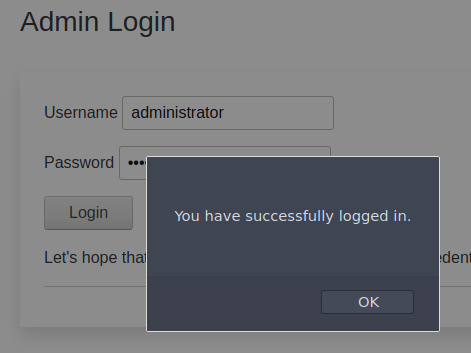 Admin Login default credentials