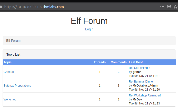 Elf Forum Frontpage