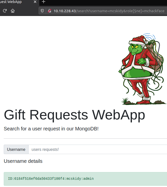 Gift Requests WebApp Search SQL Injection listUser