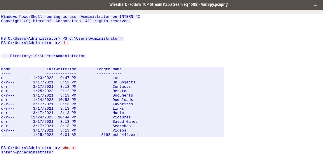 Wireshark Attacker TCP Stream 1